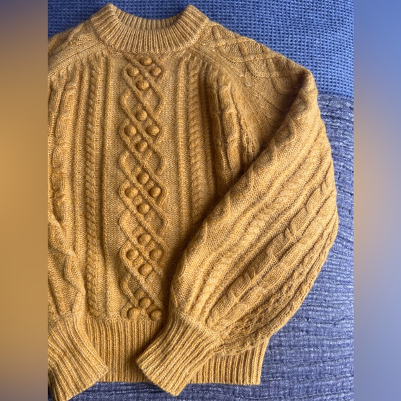 DEMYLEE X JCREW Like New Mohair Wool balloon sleeve cable knit sweater XS ! - Picture 4 of 6